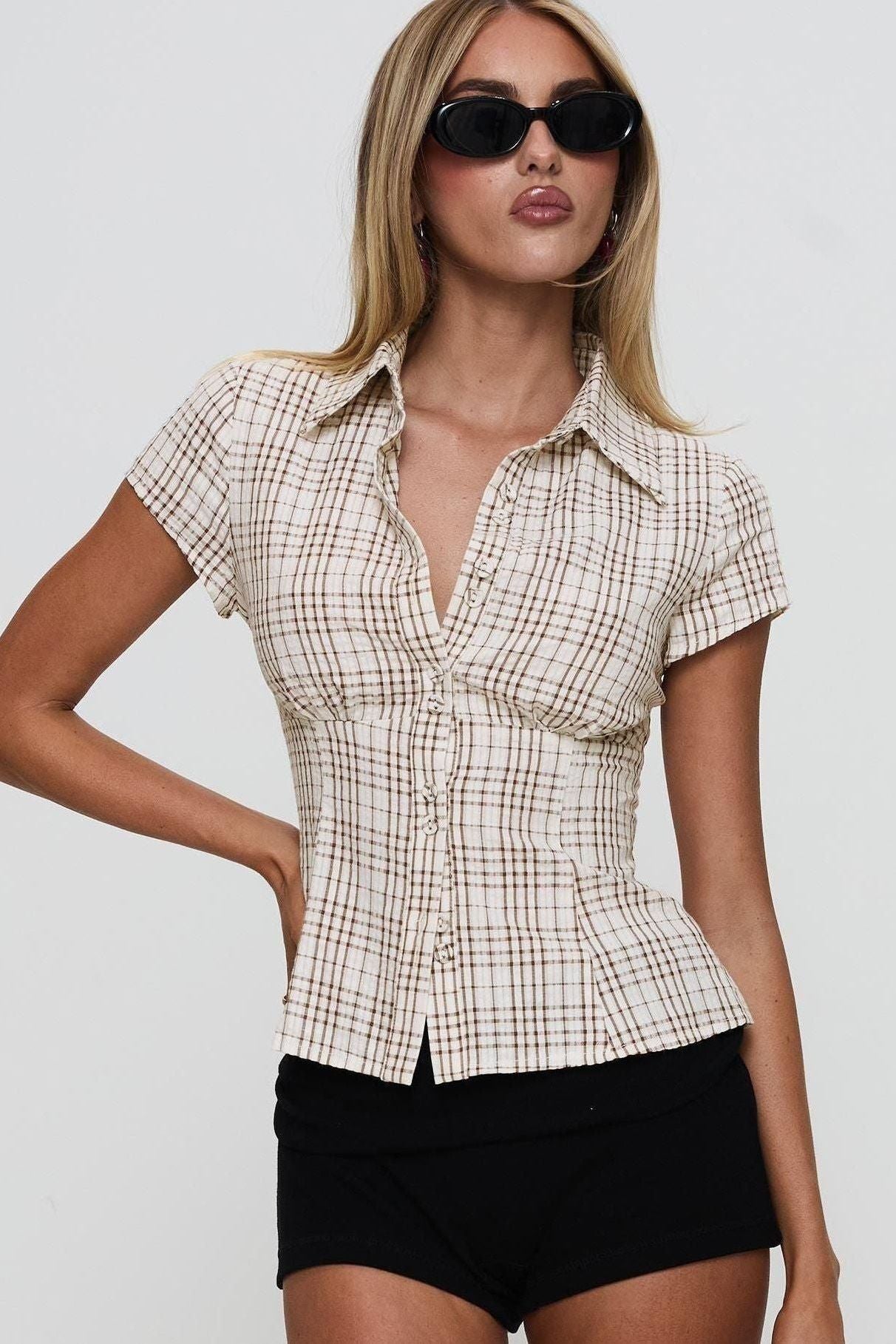 Brenda - Brown Lady Blouse