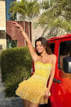 Mona - Yellow Mini Dress