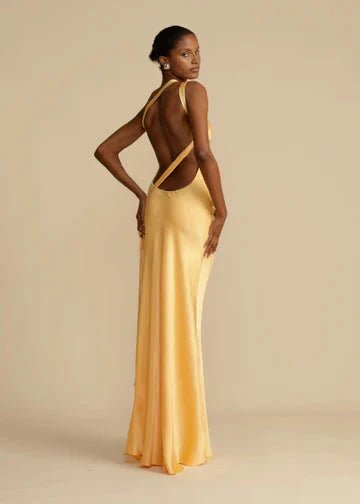 Monique - Golden Asymmetrical Gown