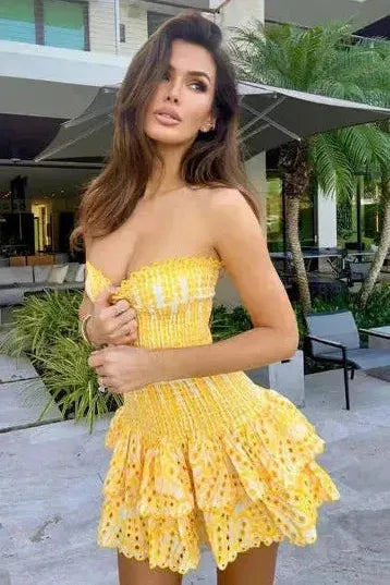 Mona - Yellow Mini Dress