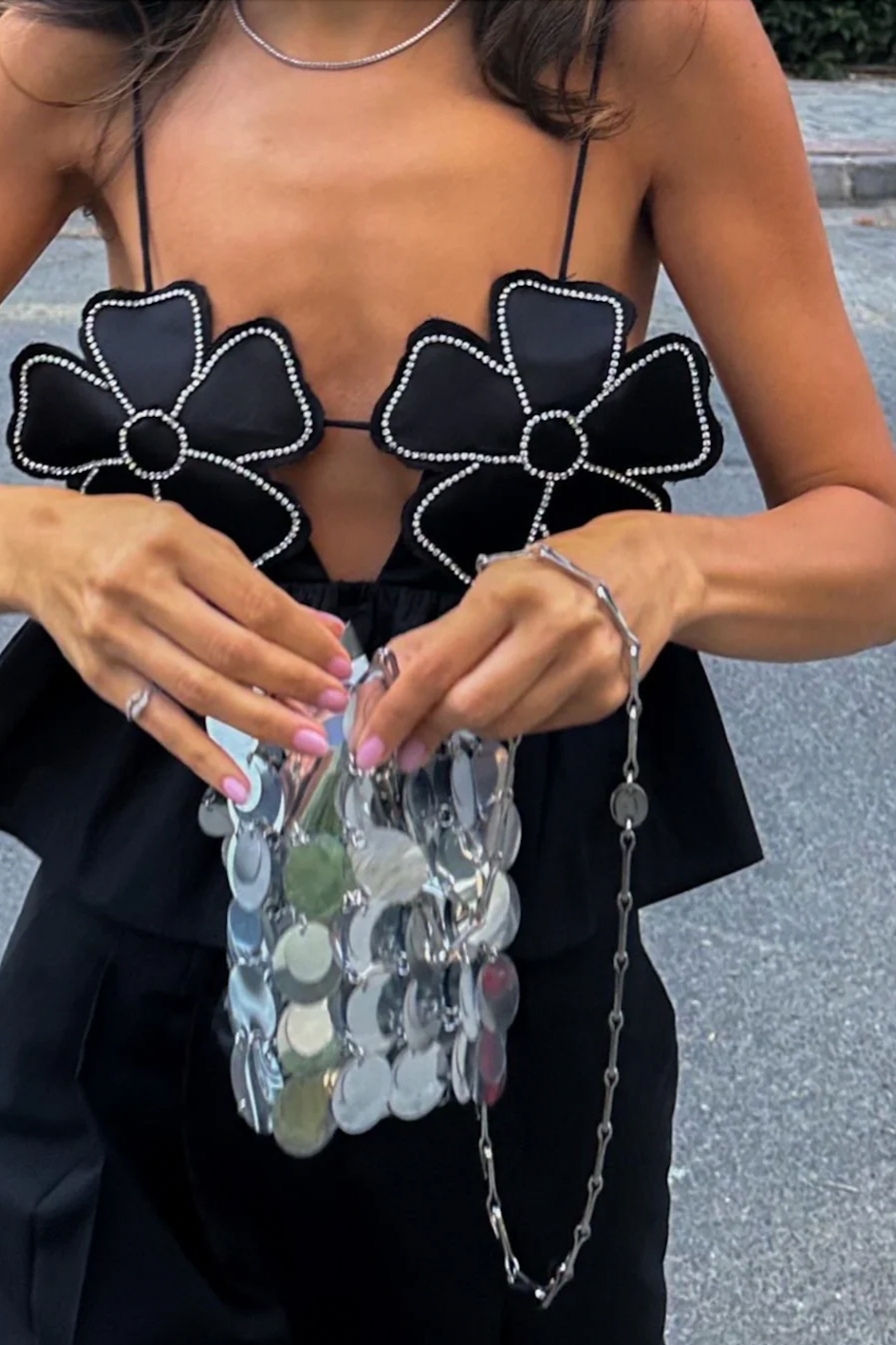 Sabrina - Rhinestone Studded Crop Top