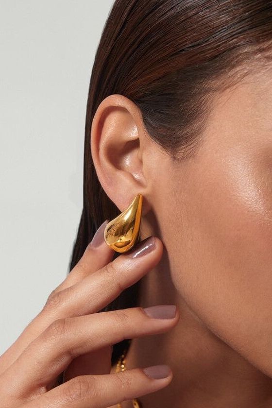 Drop - Pleated Gold Hoops
