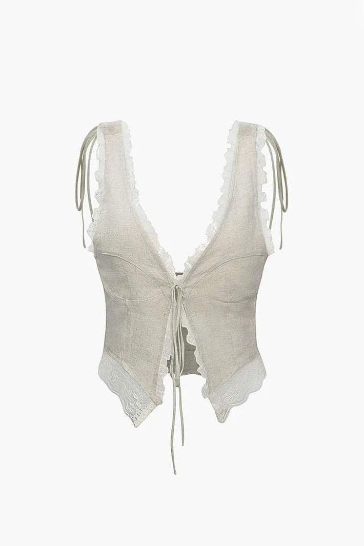 Tsina - Front Tie-Top with Lace Trims