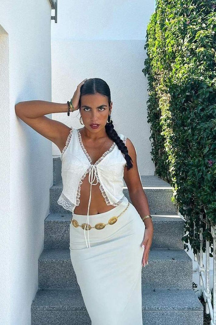 Tsina - Front Tie-Top with Lace Trims