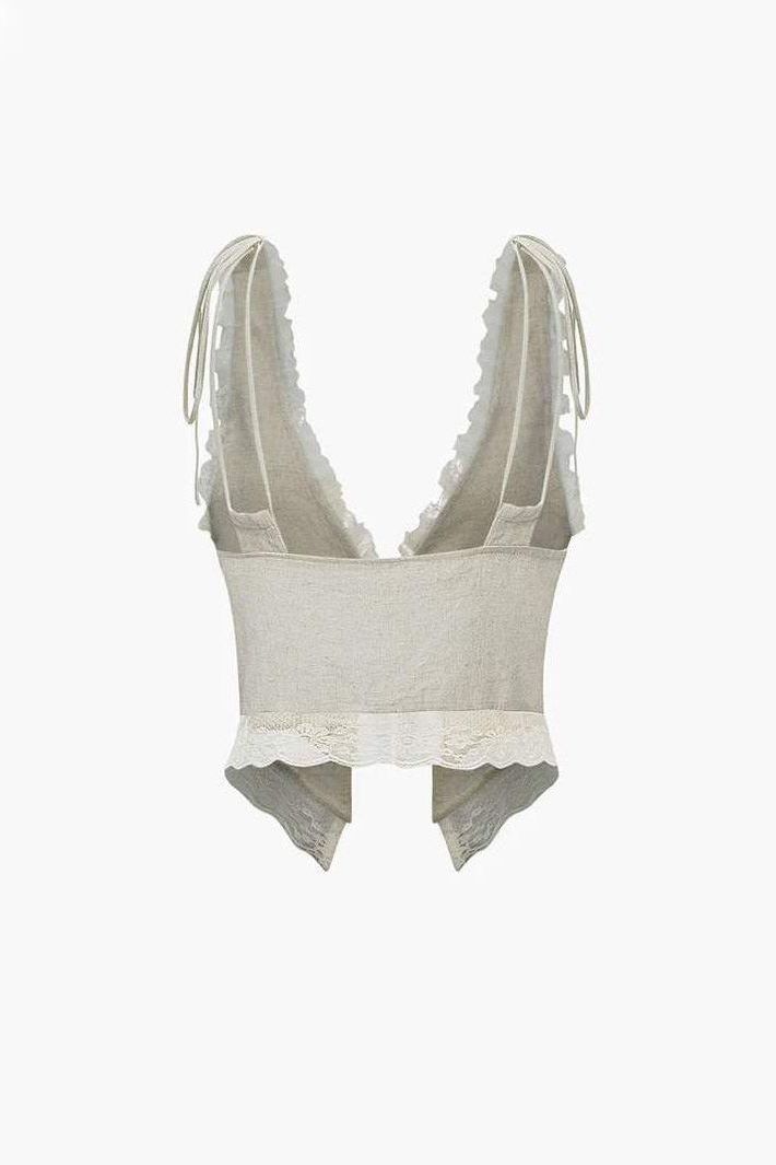Tsina - Front Tie-Top with Lace Trims