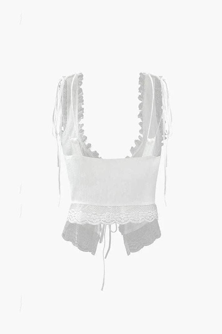 Tsina - Front Tie-Top with Lace Trims