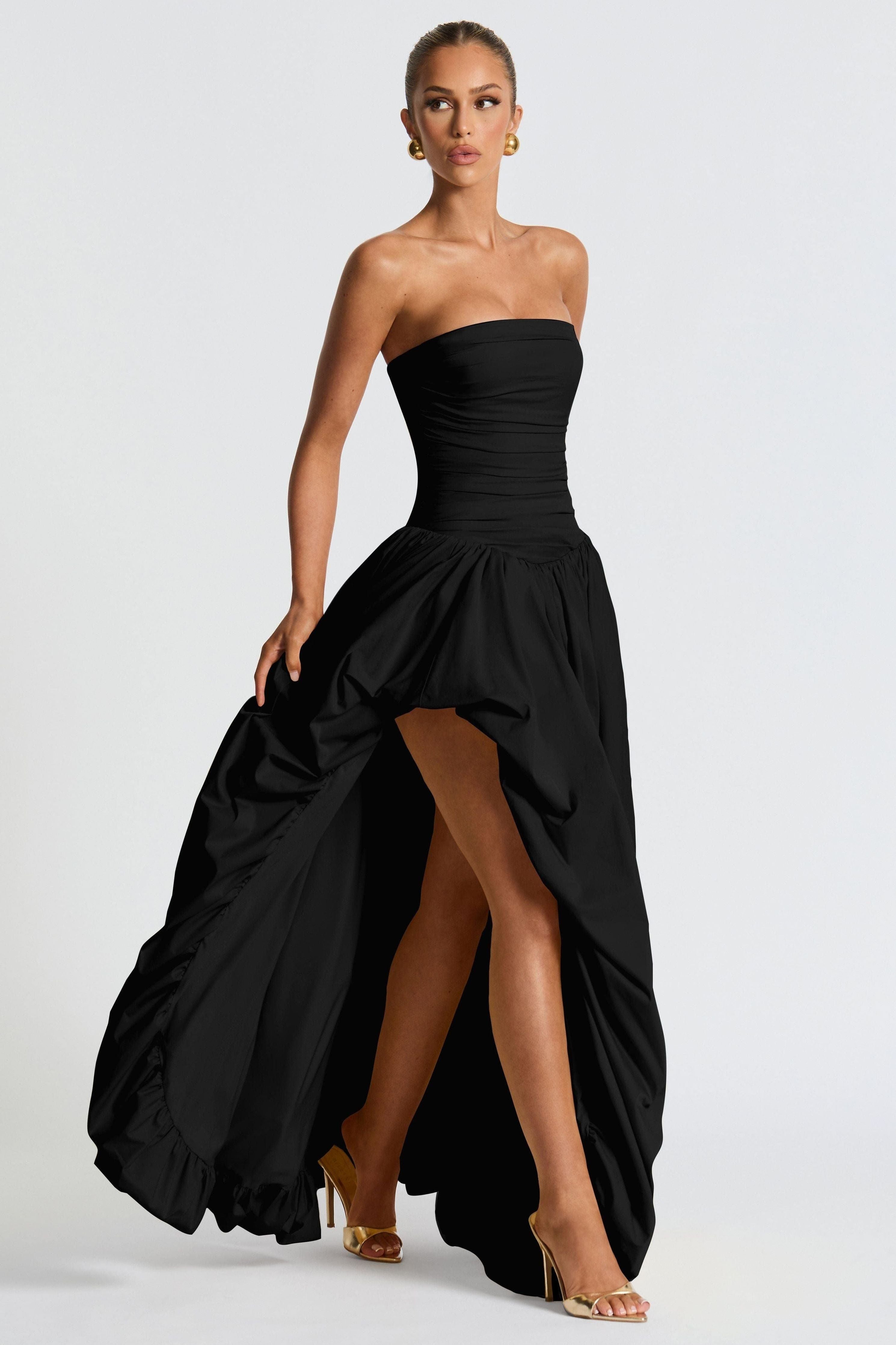 Julia - Satin Ruffle Maxi Dress