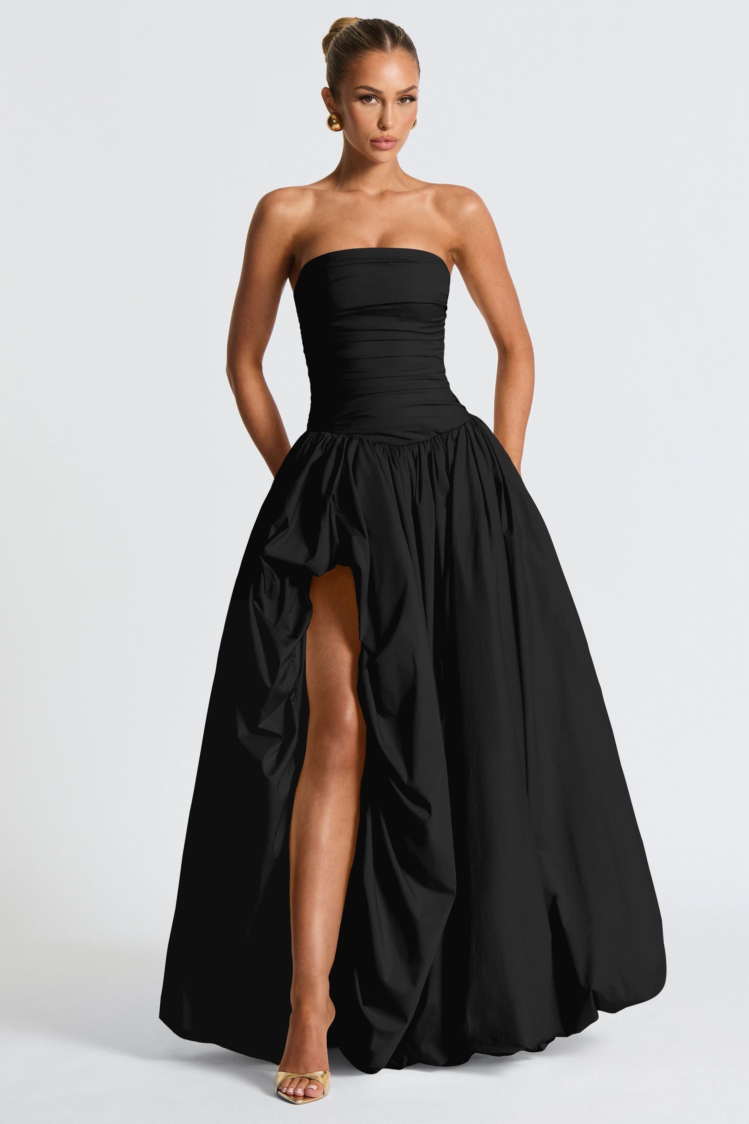 Julia - Satin Ruffle Maxi Dress