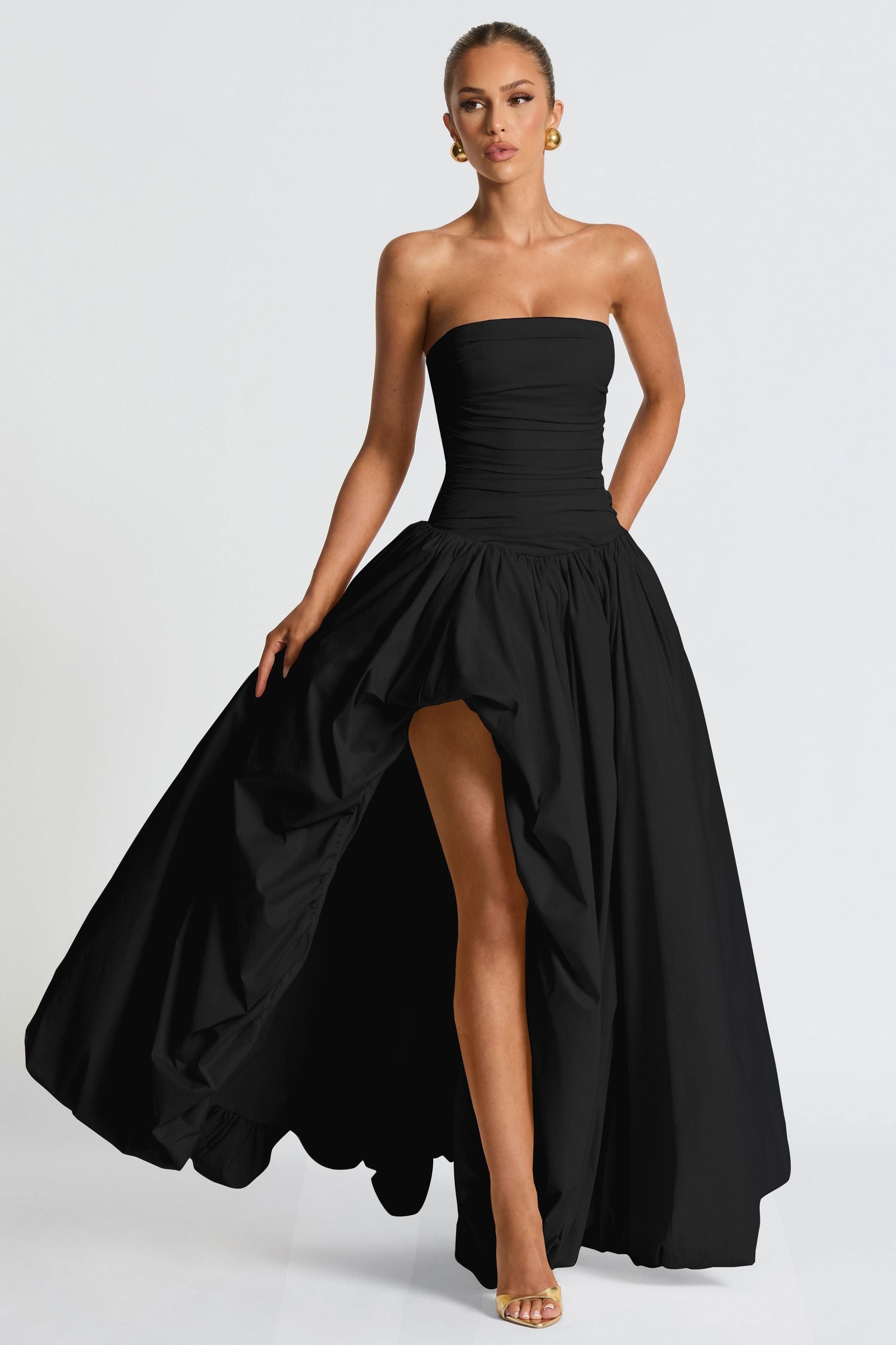 Julia - Satin Ruffle Maxi Dress