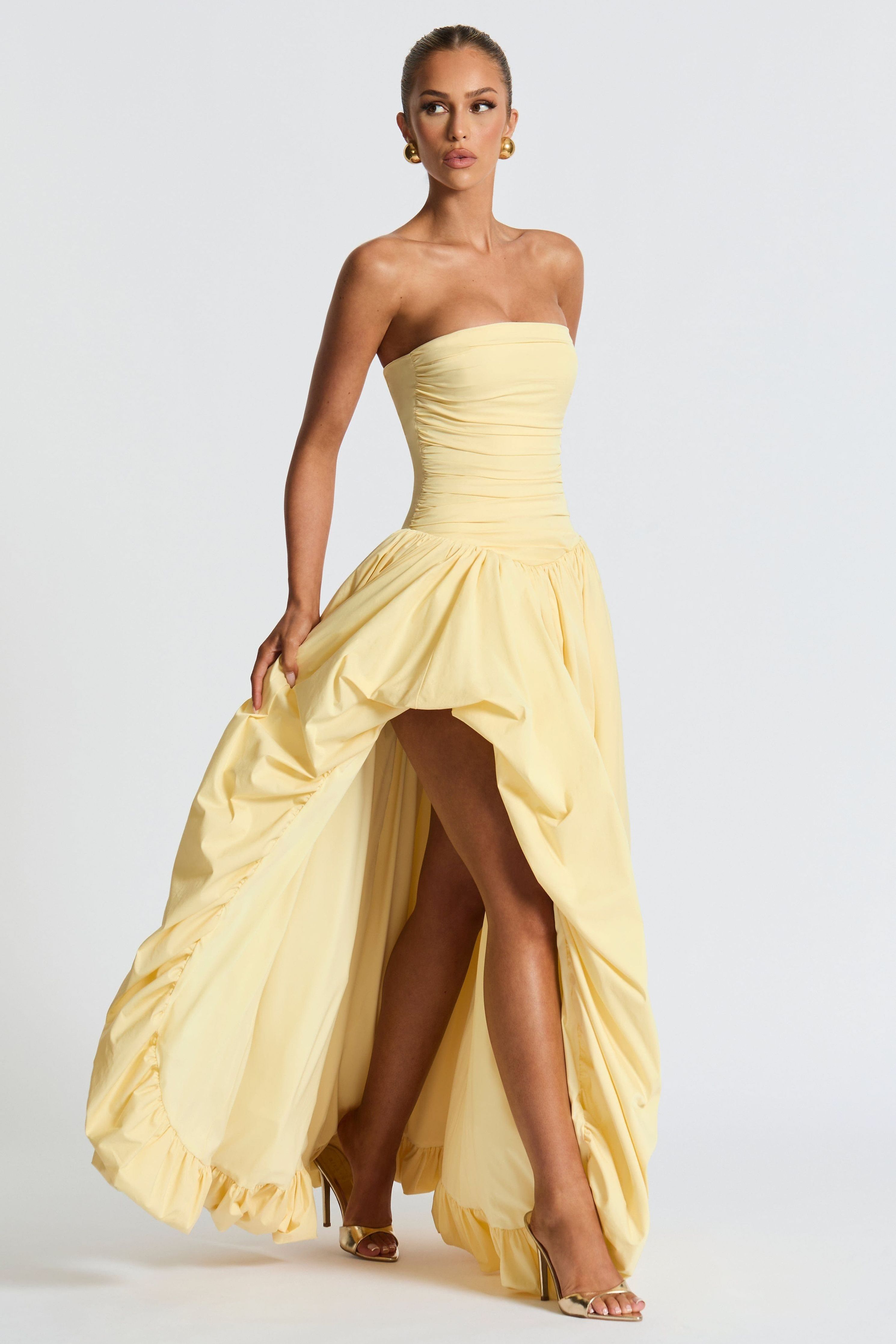 Julia - Satin Ruffle Maxi Dress