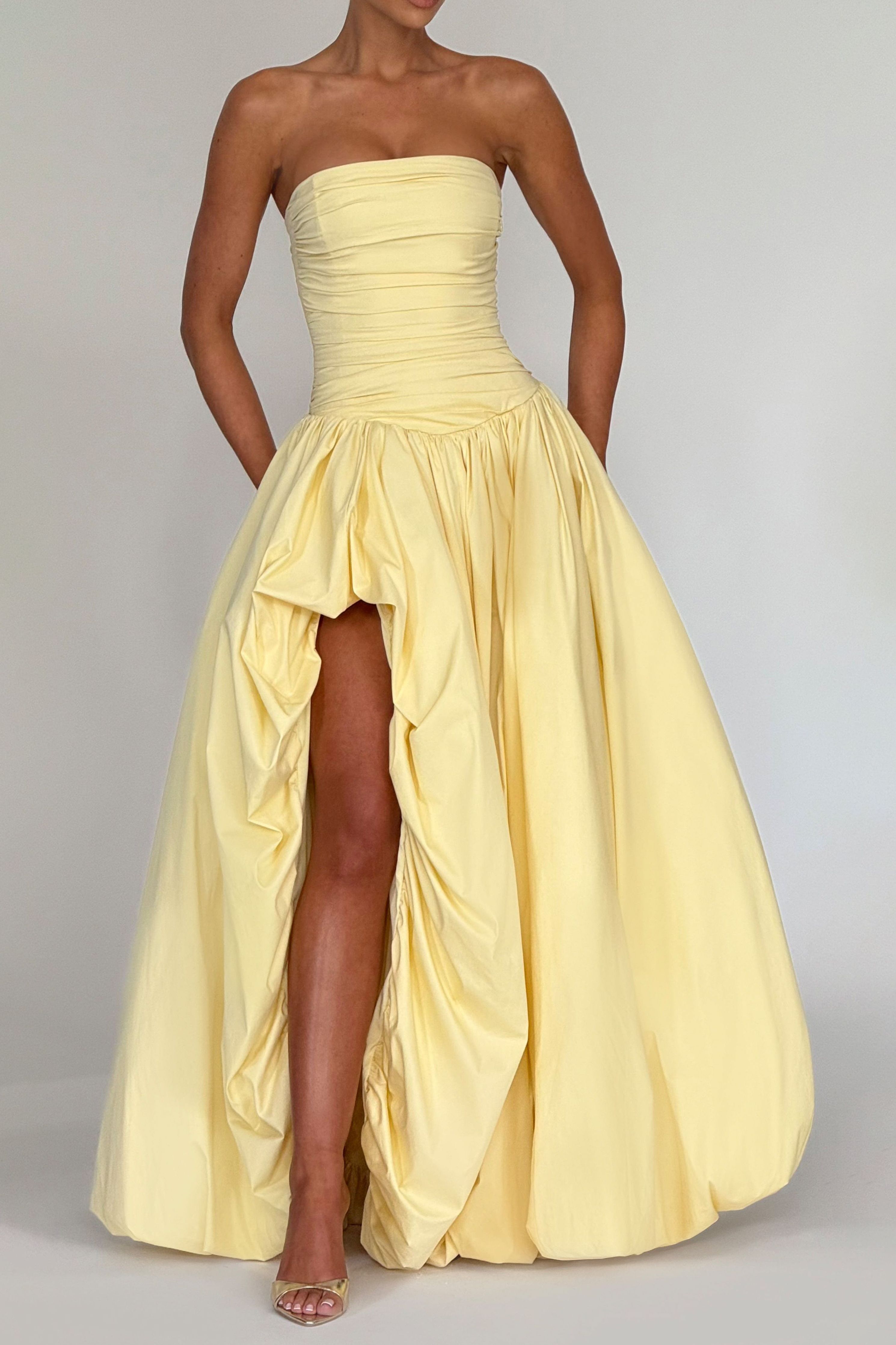 Julia - Satin Ruffle Maxi Dress