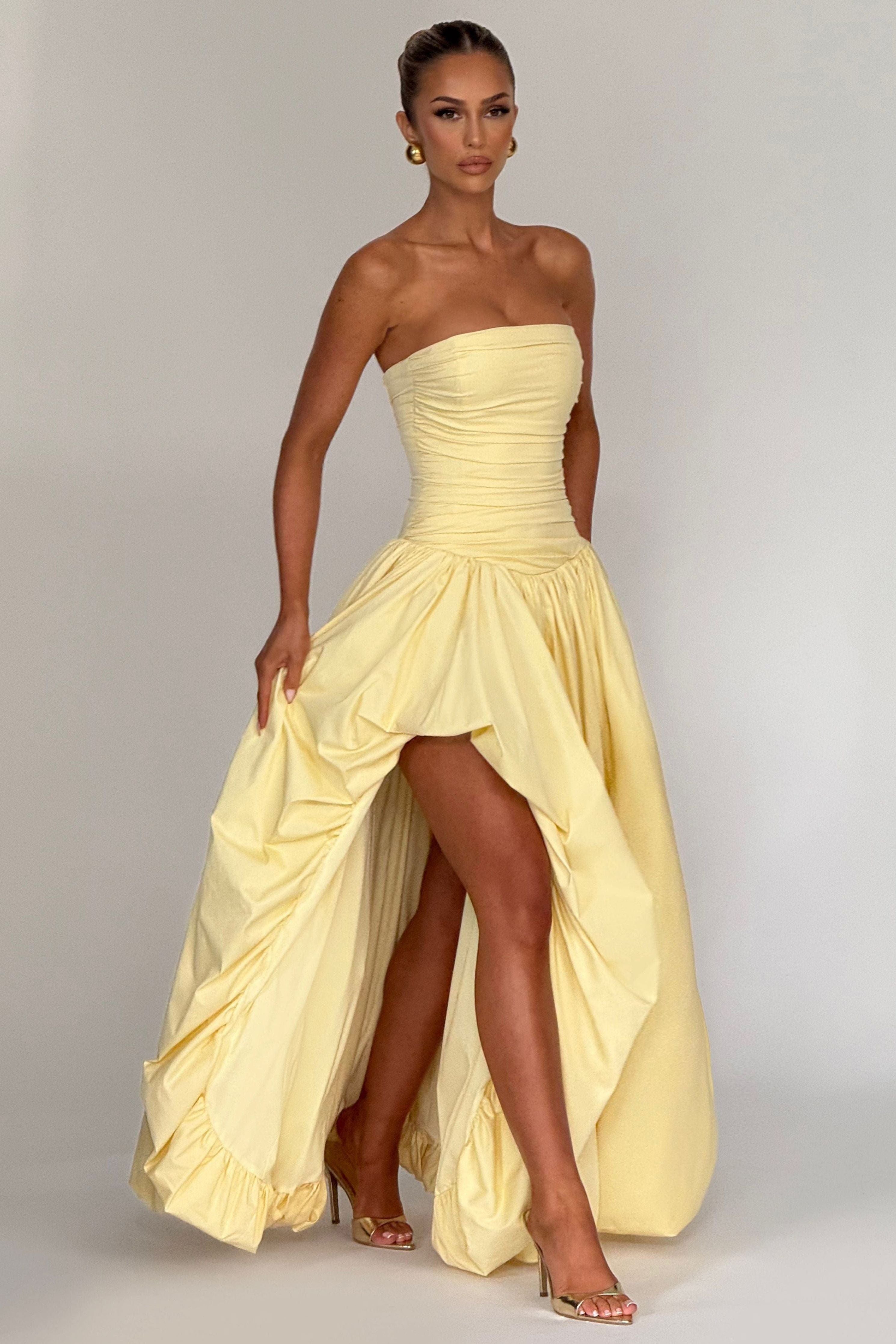 Julia - Satin Ruffle Maxi Dress