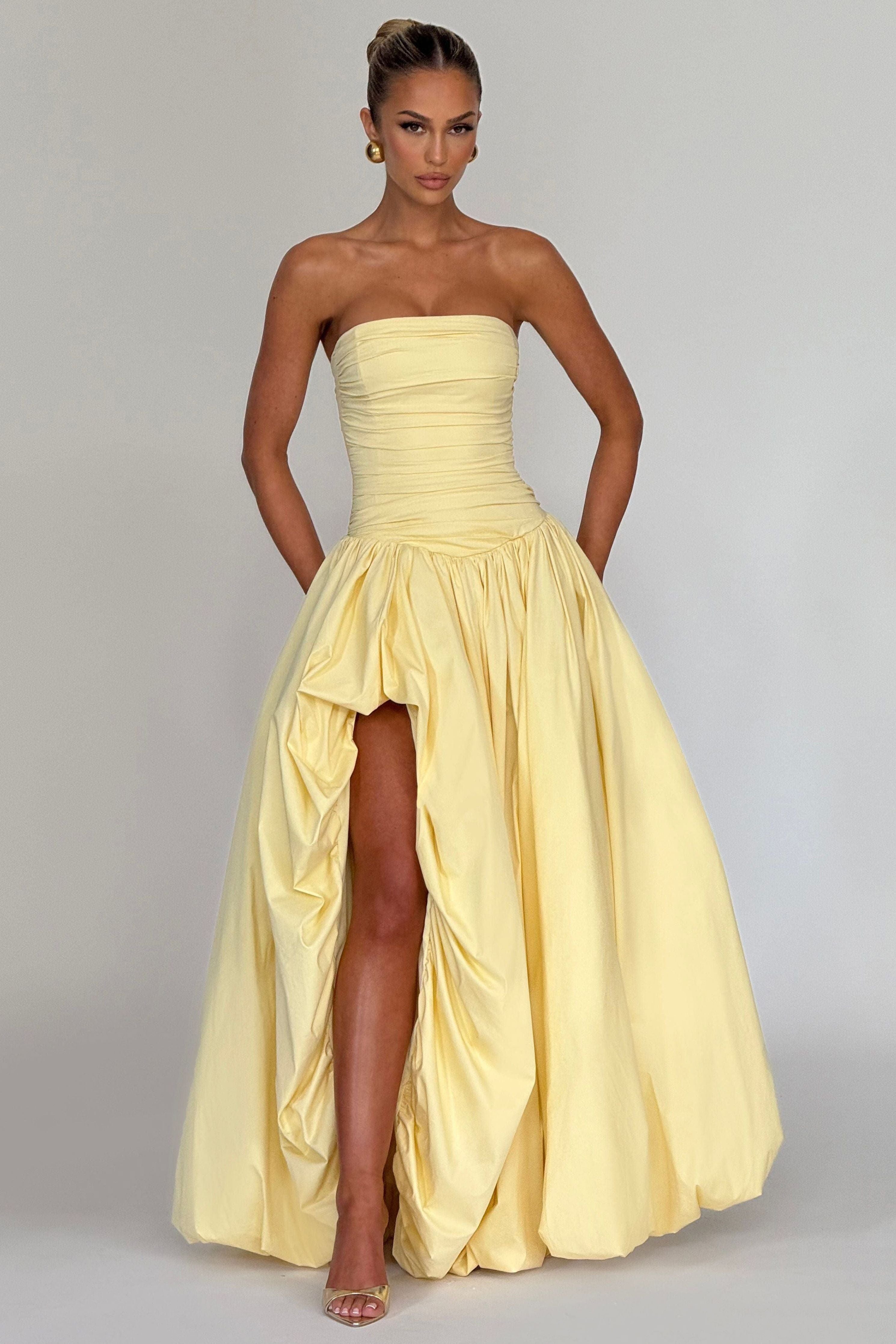 Julia - Satin Ruffle Maxi Dress