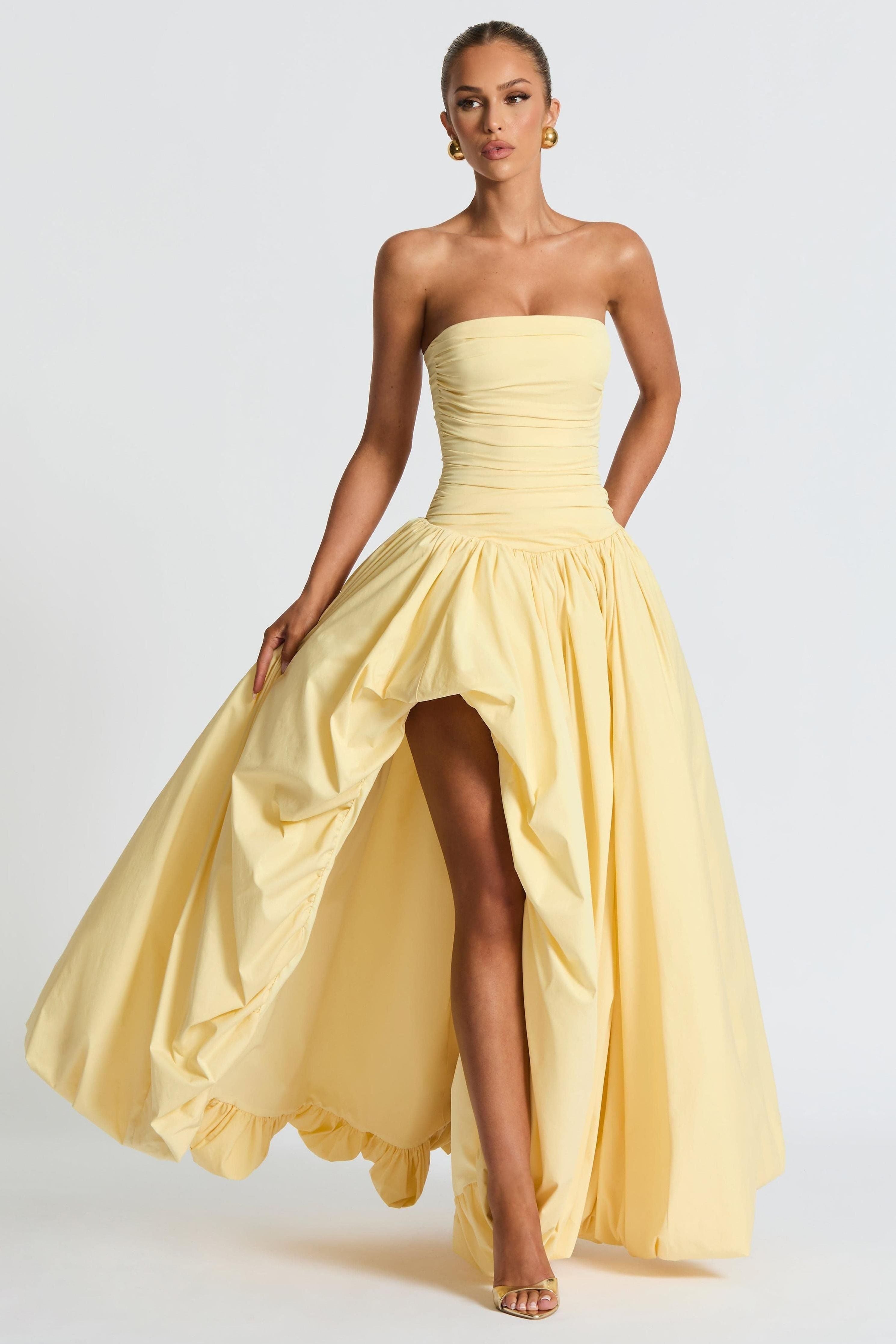 Julia - Satin Ruffle Maxi Dress