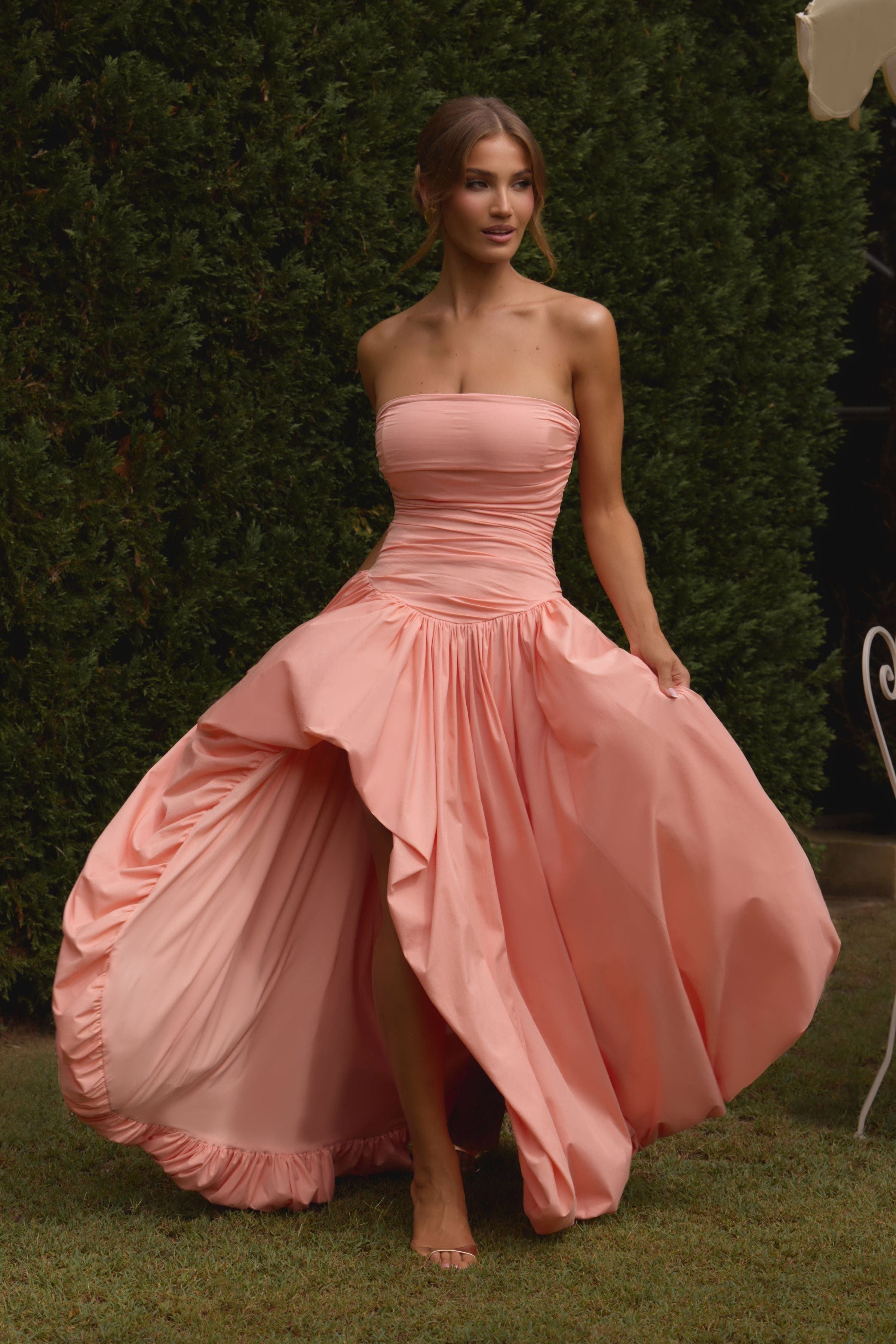 Julia - Satin Ruffle Maxi Dress