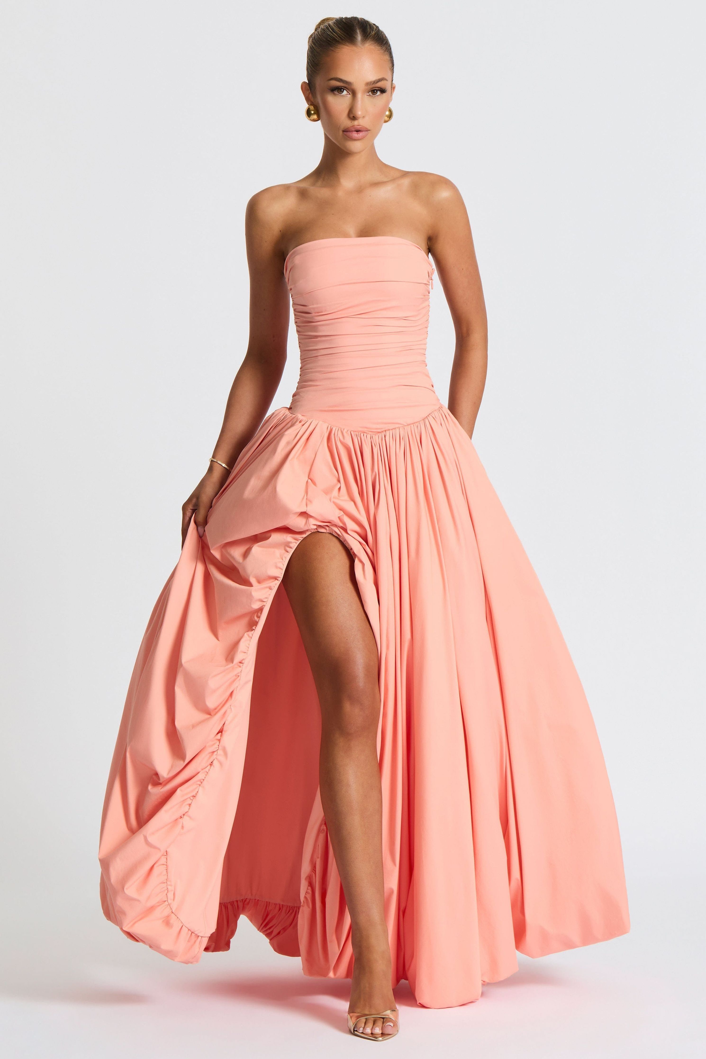 Julia - Satin Ruffle Maxi Dress