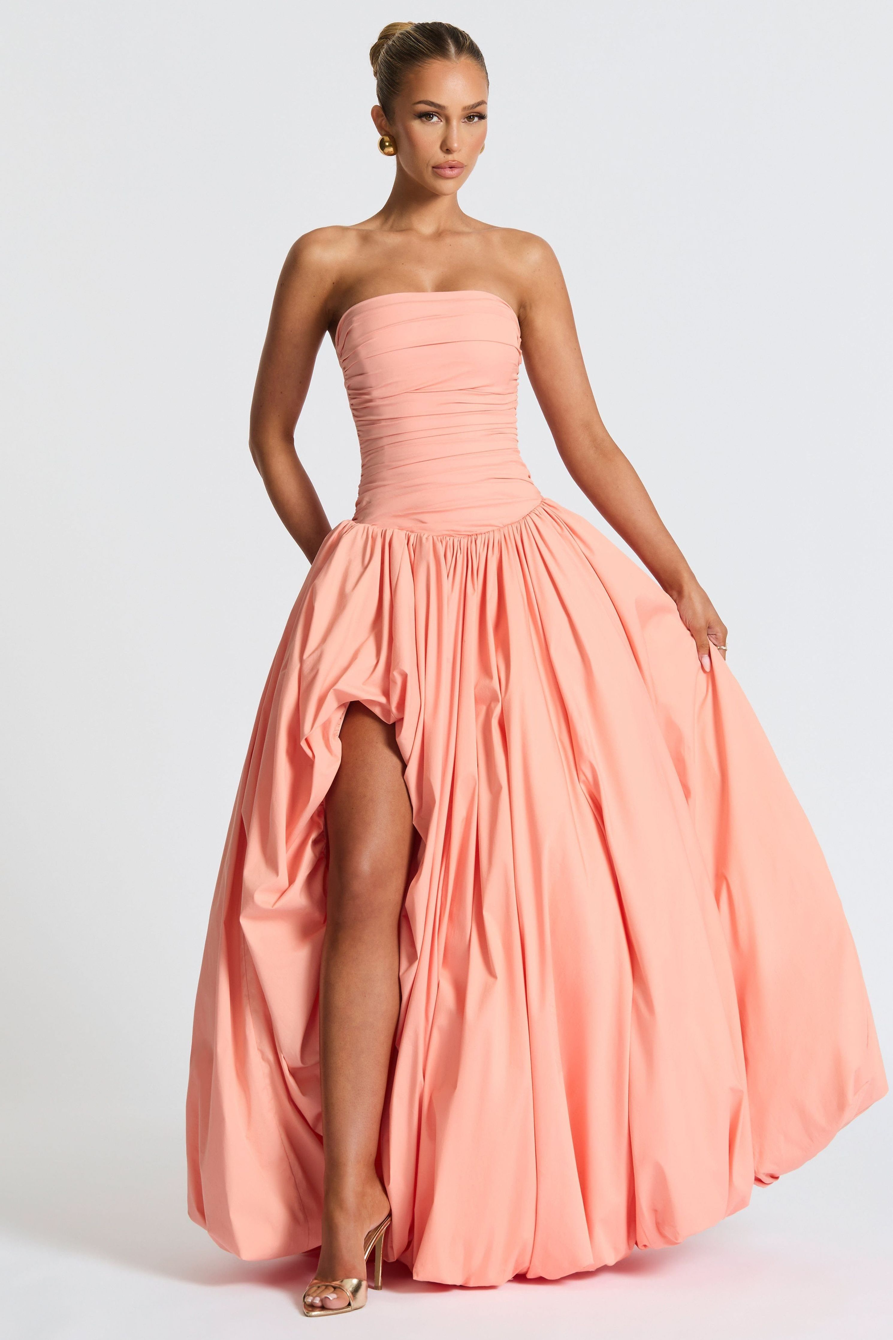 Julia - Satin Ruffle Maxi Dress