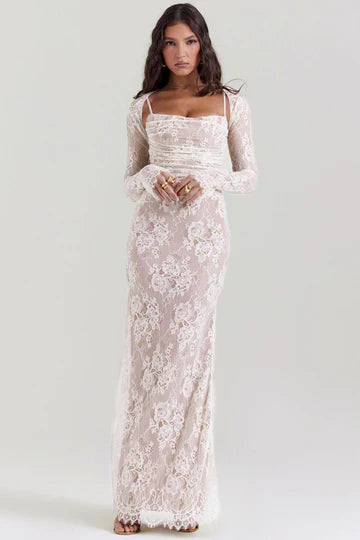 Isabella -  Floral Lace Maxi Dress