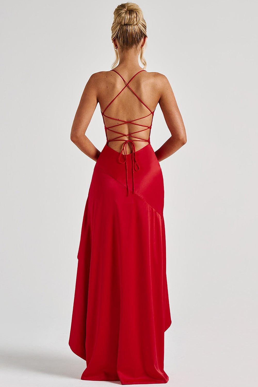 Olivia - Satin Ruffle Maxi Dress