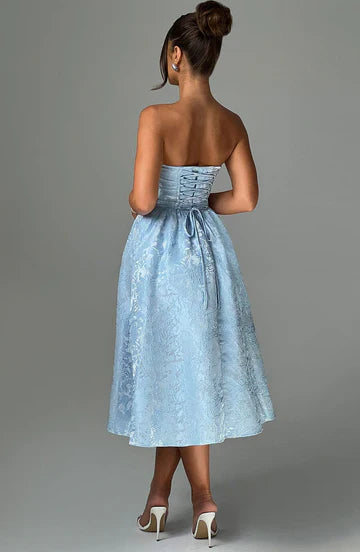 Paula - Strapless Jacquard Midi Dress