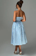 Paula - Strapless Jacquard Midi Dress