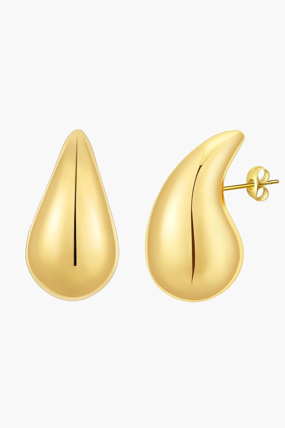 Drop - Pleated Gold Hoops